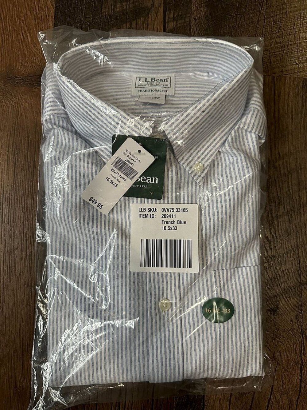 L.L. Bean Wrinkle Free Oxford Dress Shirt, Traditional Fit, University Stripe